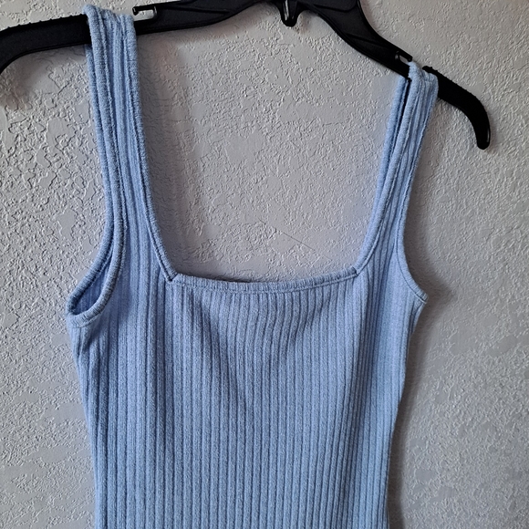 Shein Light Blue Ribbed Knit Dress - Picture 2 of 4